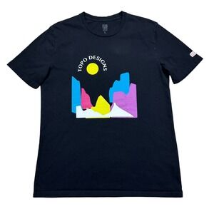TOPO Designs Men's L Graphic T-Shirt Desert Canyon Sun Organic Cotton Black